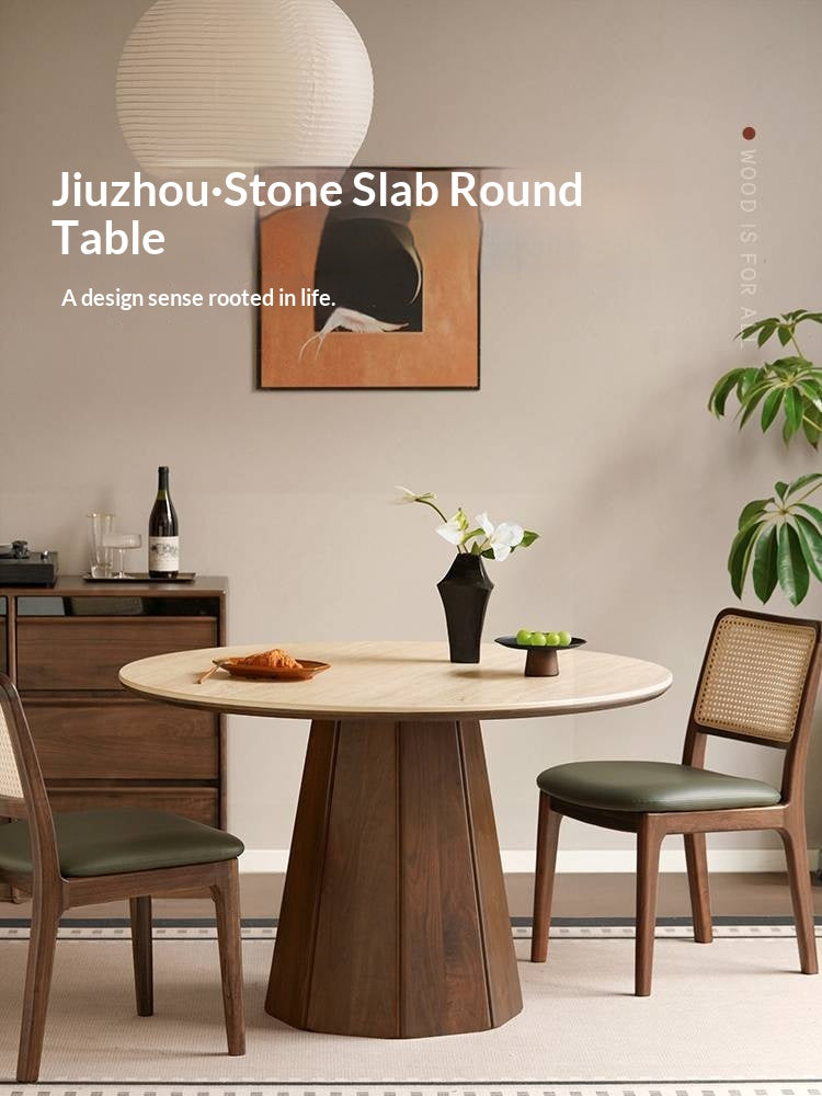 Black Walnut Solid Wood Round Slab Dining Table