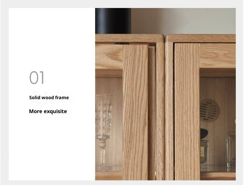 Ash Solid Wood Modern Glass Bookcase