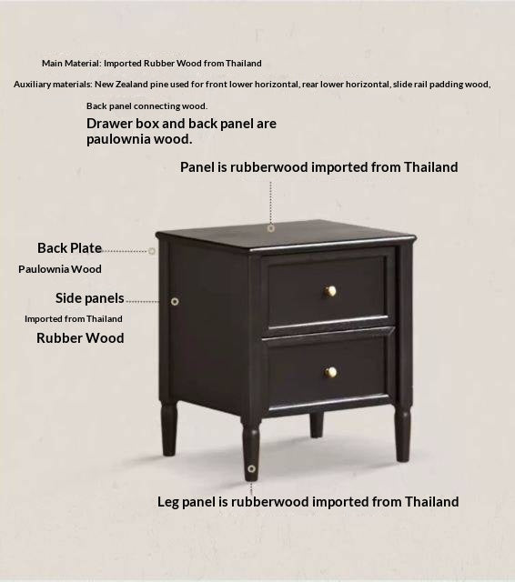 Solid Rubberwood Retro Style, American Style Nightstand