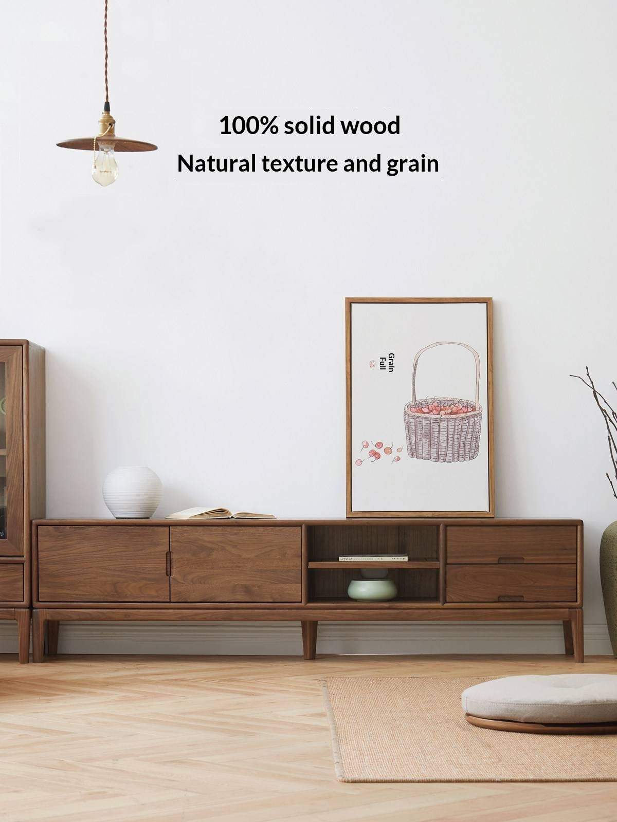 Ash, Black Walnut Solid Wood Modern Simple TV Cabinet