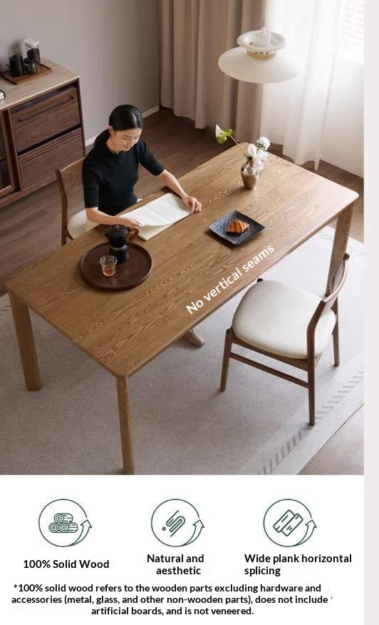 Ash Solid Wood Modern Minimalist Long Dining Table