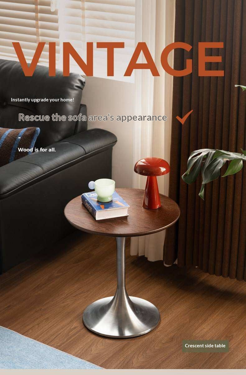 Ash Solid Wood Round Side Table, Bauhaus Style