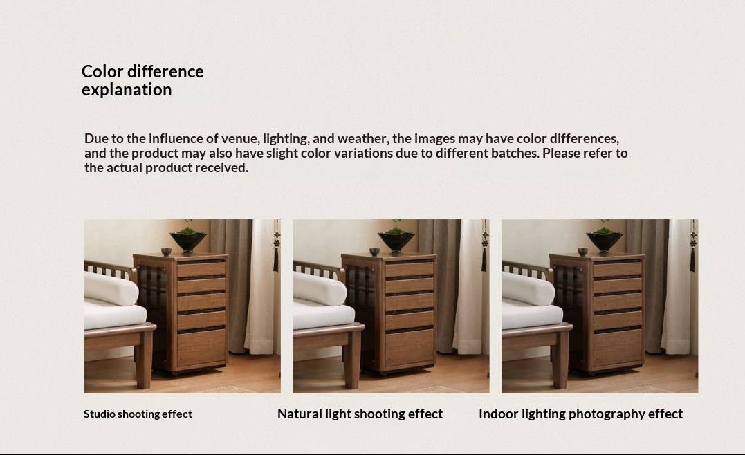 Black Walnut Solid Wood Tea Set Storage Rolling Side Cabinet with Fluted Drawers