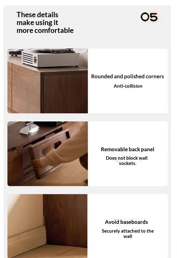 Black Walnut, Ash Solid Wood Floor Splicing Floor TV Cabinet.