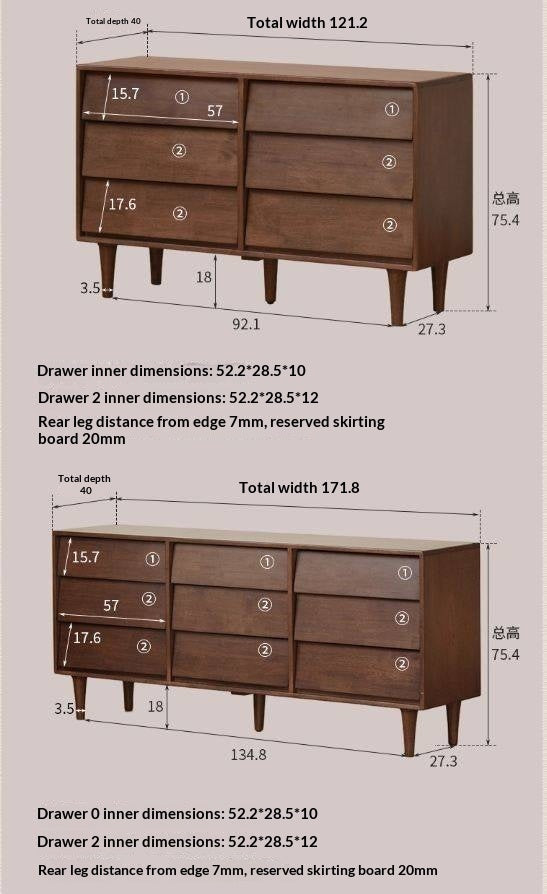 Solid Rubberwood Antique Style Chest of Drawers