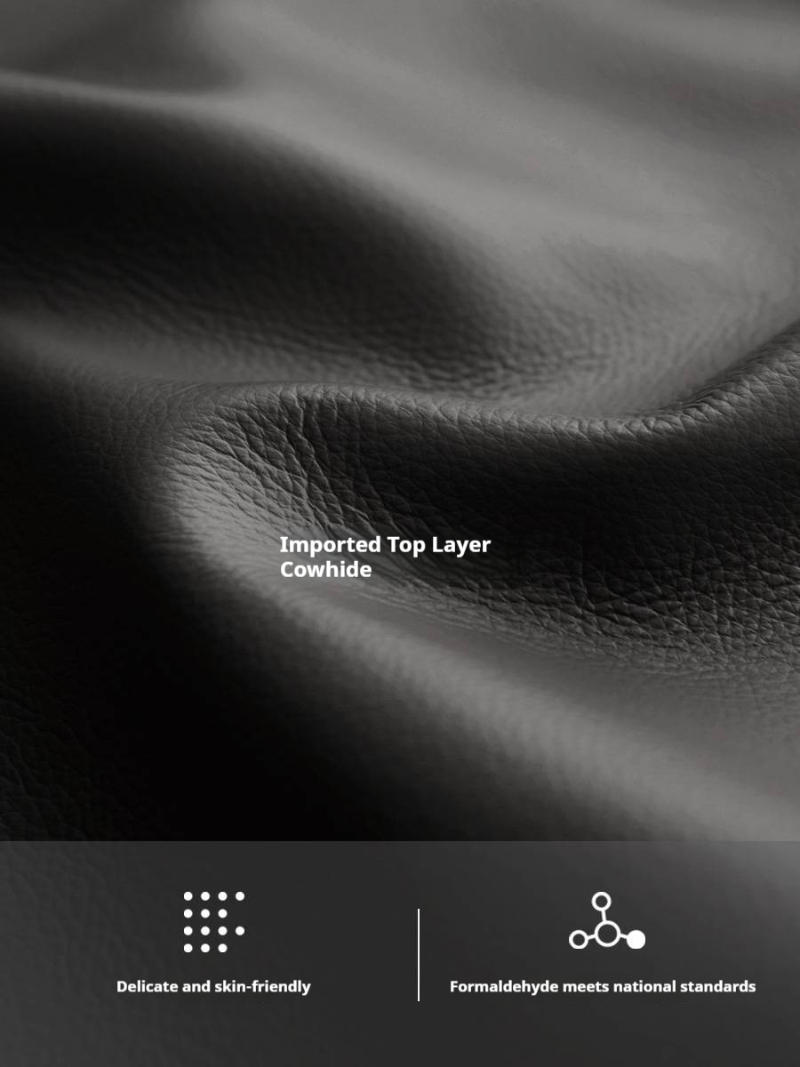 Oak Solid Wood Genuine Leather Upholstered Box Bed Retro Black Floating Bed