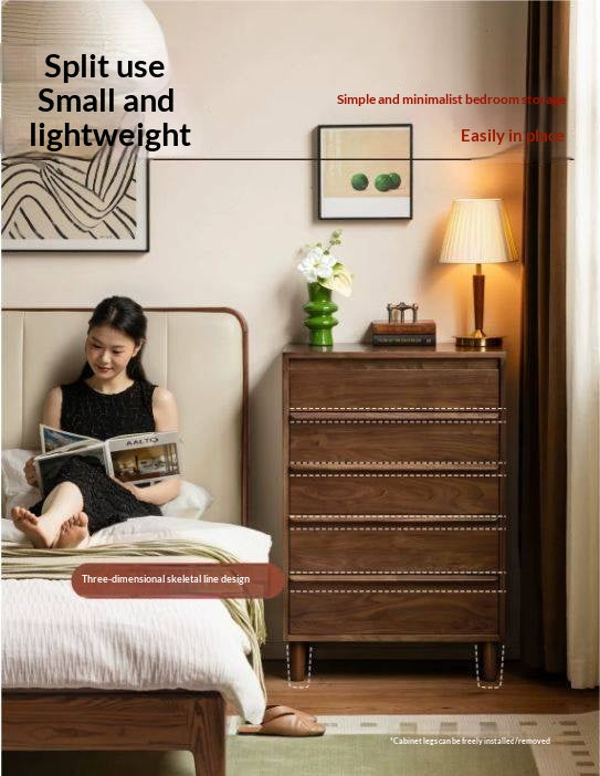 Black Walnut Solid Wood display side cabinet with drawers