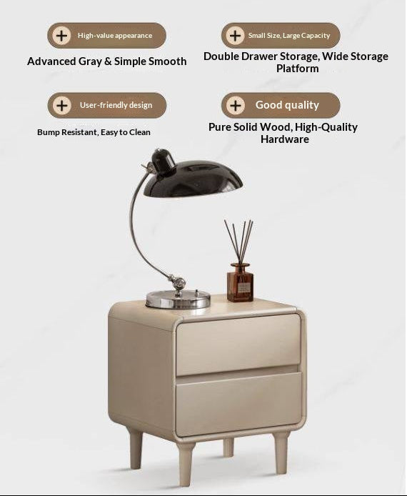 Solid RubberWood Nightstand Light Luxury.