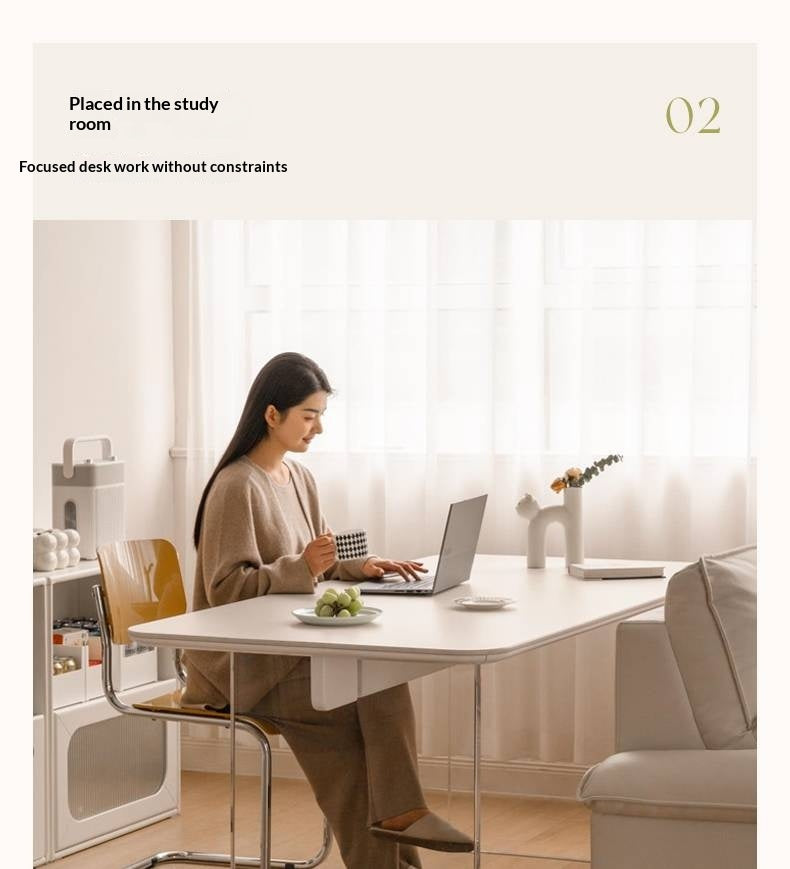 Solid Rubberwood Suspended Dining Table With Slate Top