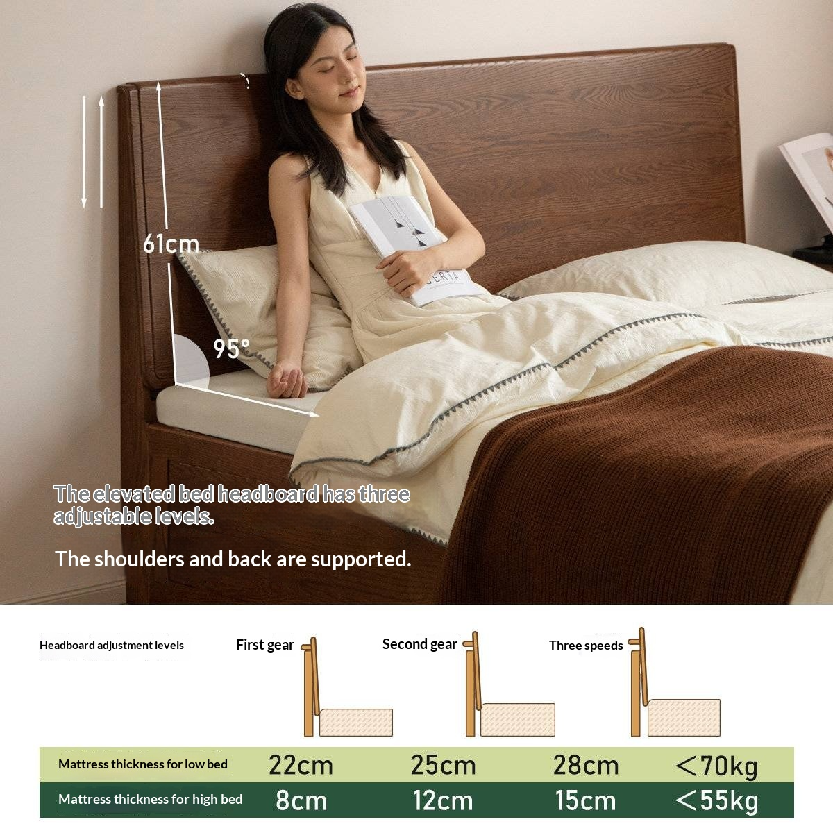 Oak Solid Wood Box Bed — Modern Minimalist Design