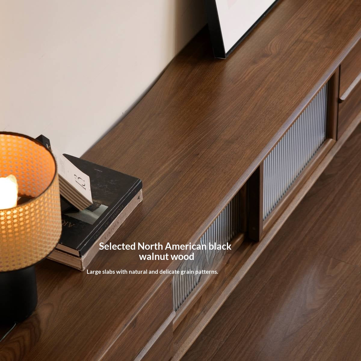 Black Walnut Solid Wood Modern TV Cabinet