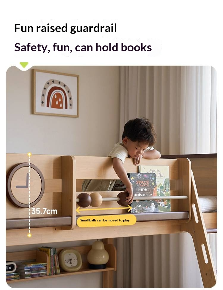 Rubberwood Solid Wood Children's Bunk Bed