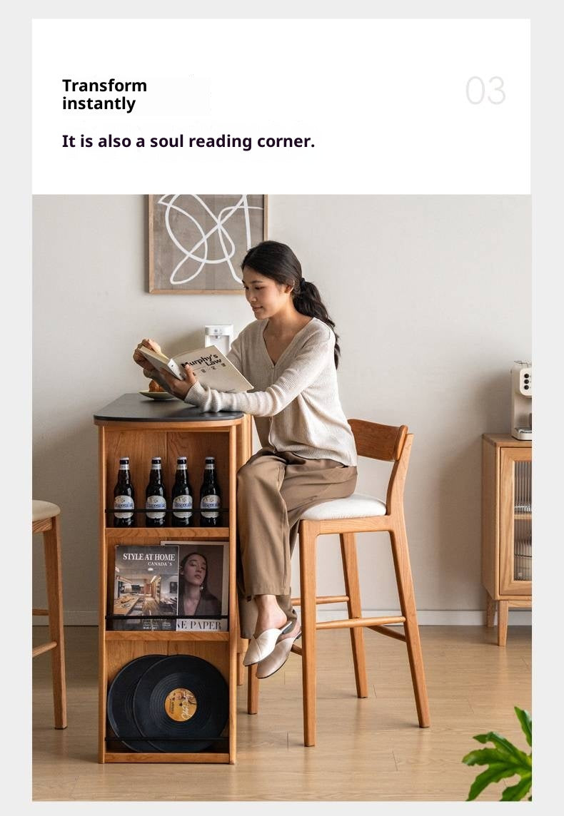 Set 3 pcs Cherry, Ash Solid Wood Modern Bar Stool