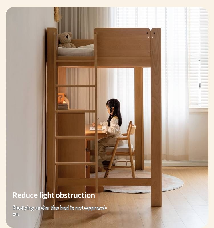Rubberwood Solid Wood Children's Loft Bed