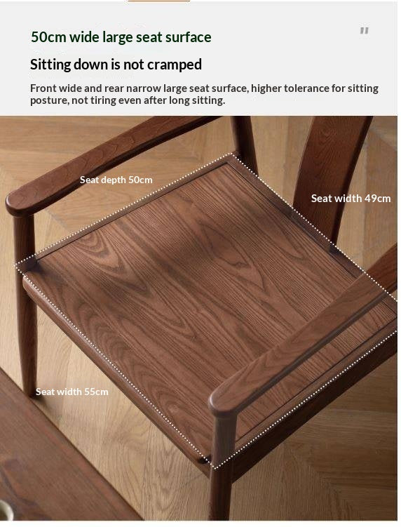 Black Walnut, Ash Solid Wood Backrest Dining Armchair