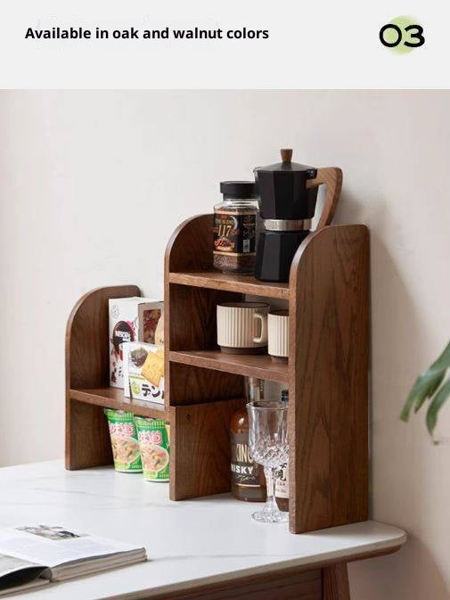 Solid Rubberwood, Oak Solid Wood Bookshelf Retractable