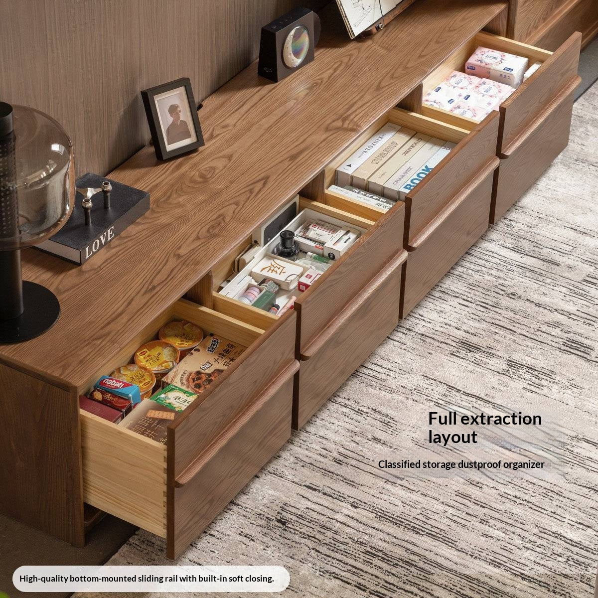 Ash Solid Wood Italian Luxury Floor-Standing TV Cabinet