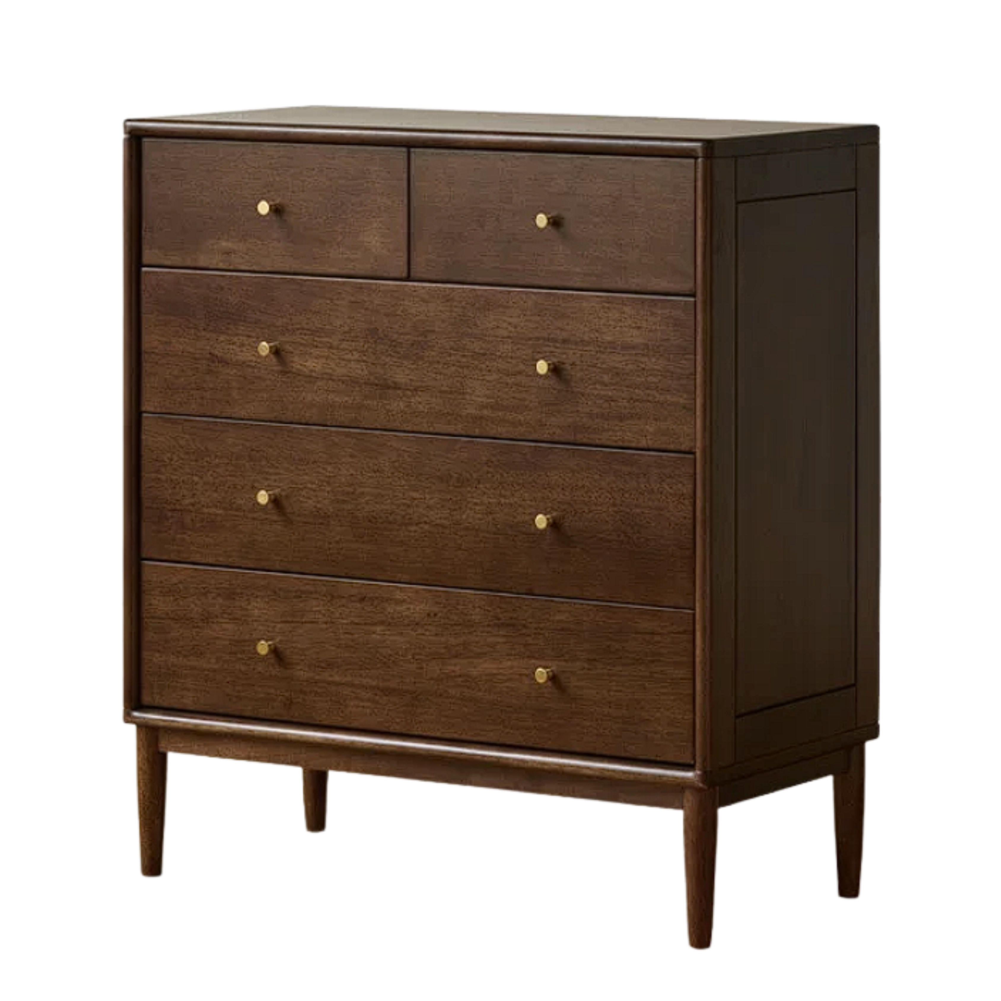 Oak, Solid Rubberwood, Golden Pearwood Modern Minimalist Chest of Drawers