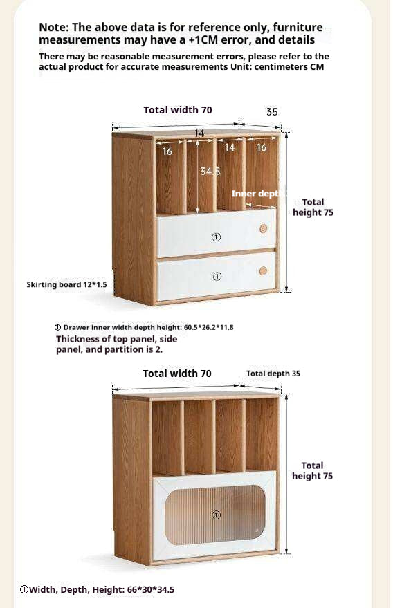 Oak, Beech Solid Wood Cream Style Module Combination Bookcase