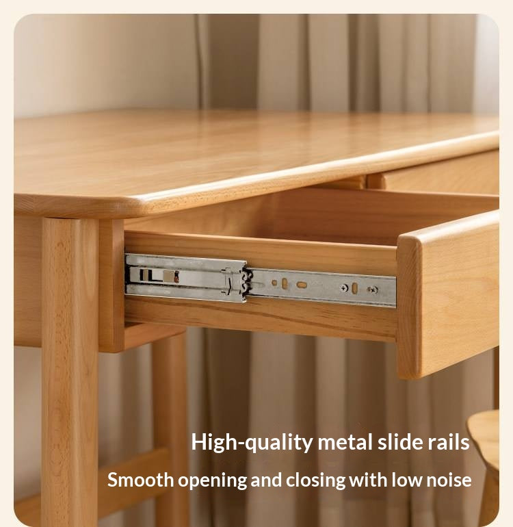 Beech, Oak  Solid Wood Writing Desk with Bookshelf Hutch and Organizer Panel