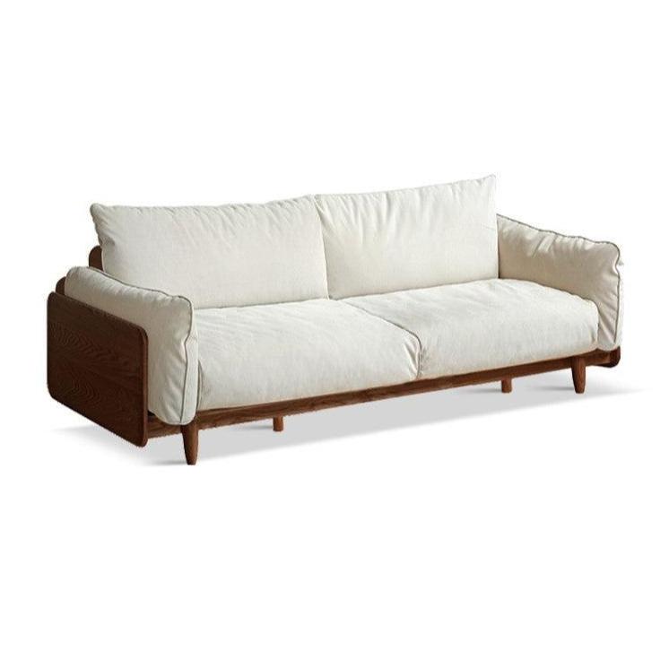 Oak solid wood Leather, Fabric straight sofa