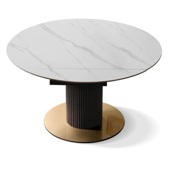 Oak Rotating Telescopic Light Luxury Rock Plate Dining Table