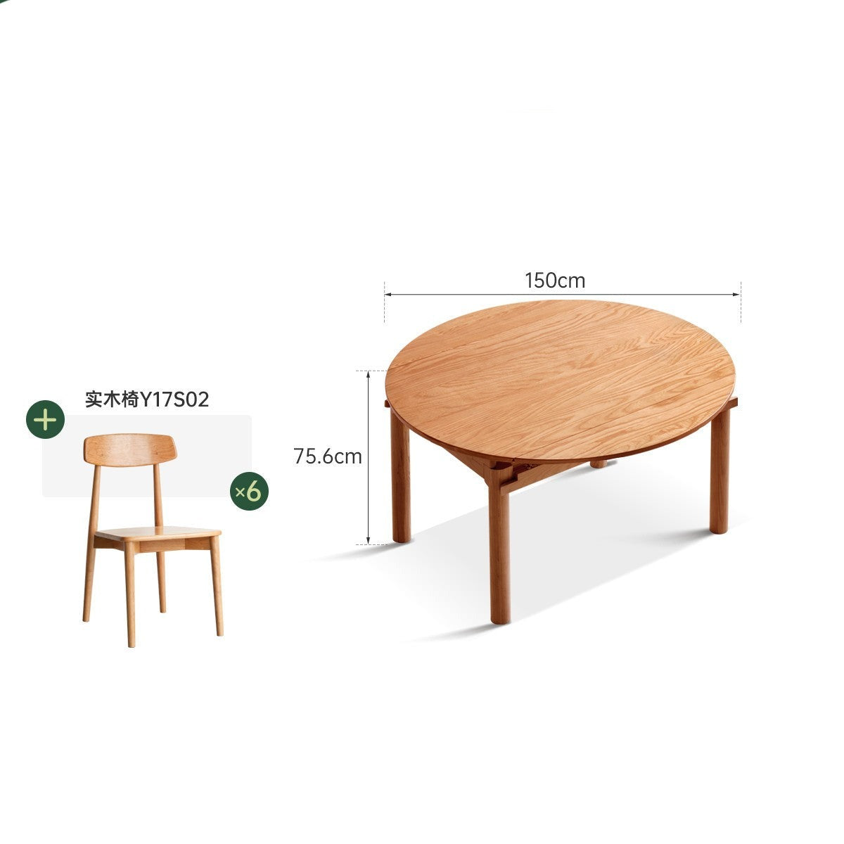 Retractable folding cherry wood round table "