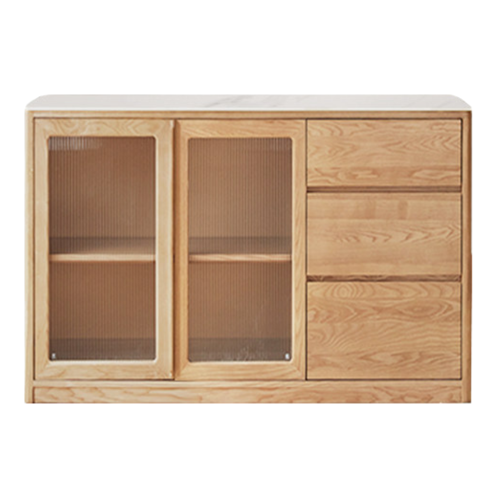 Ash Solid Wood White Wax Rock Plate Sideboard