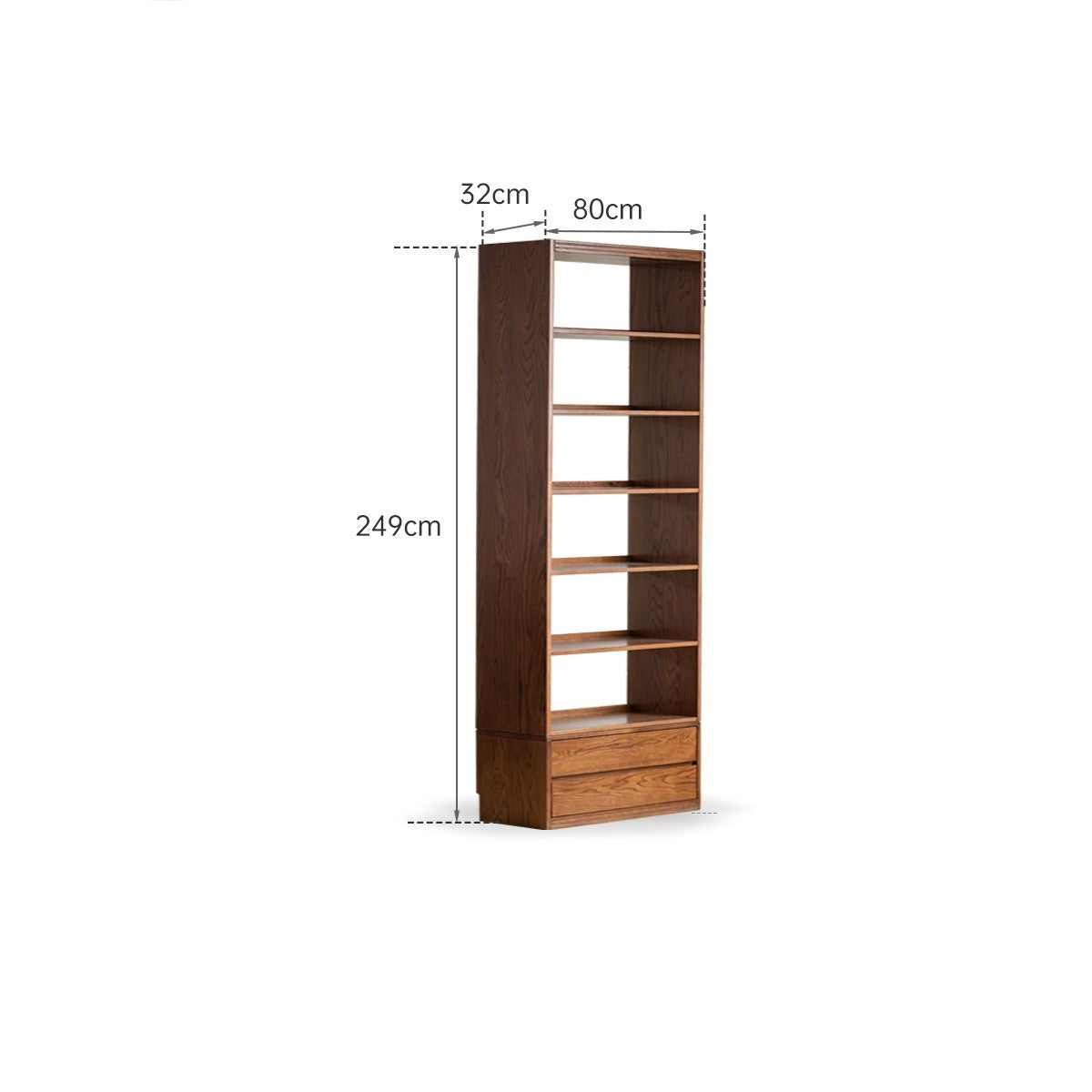 Oak solid wood bookshelf floor rack storage full wall bookcase<