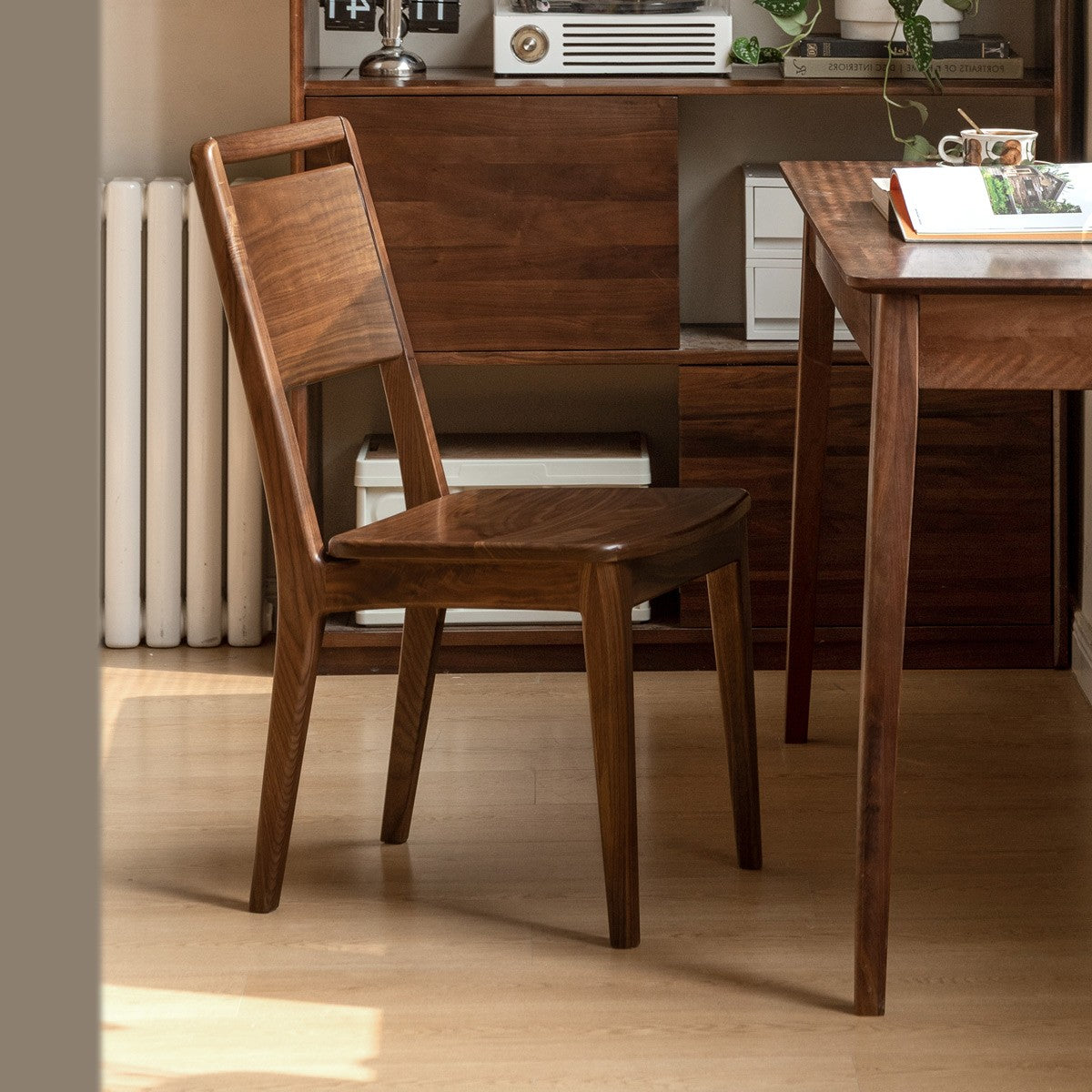 4 pcs Black Walnut Solid Wood Dining Chair High Back Chair: