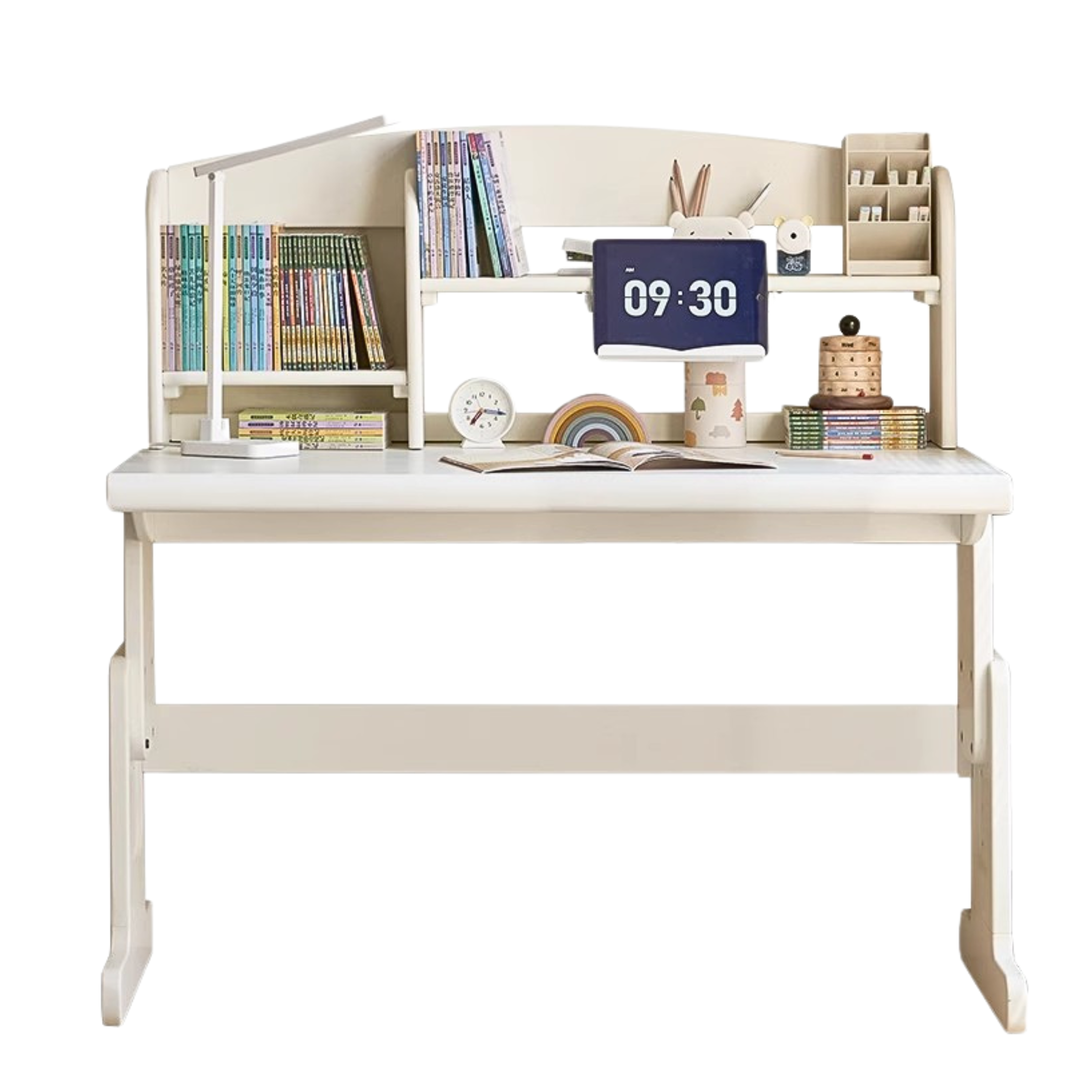 Beech Solid wood lift study desk  adjustable white children's desk