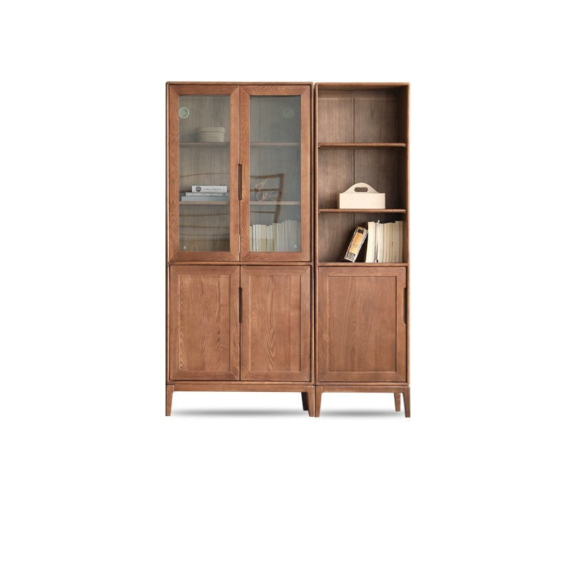 North American black walnut, Ash solid wood combination cdust-proof glass door wall floor-to-ceiling bookshelf<