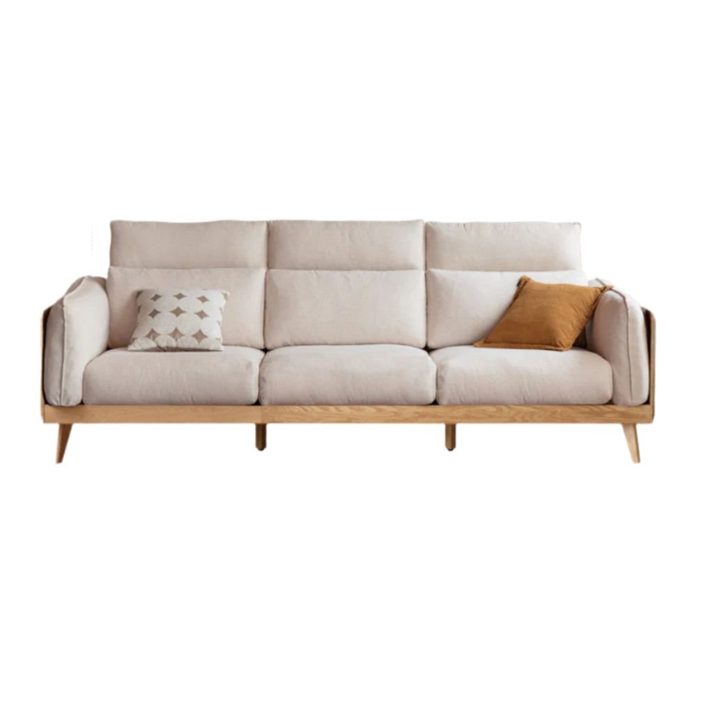 Oak Solid Wood Modern Straight Row Down Sofa