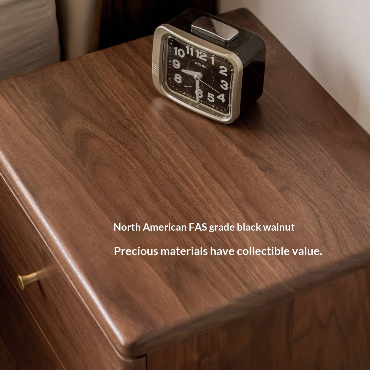 Black Walnut Solid Wood Italian Light Luxury Style Nightstand