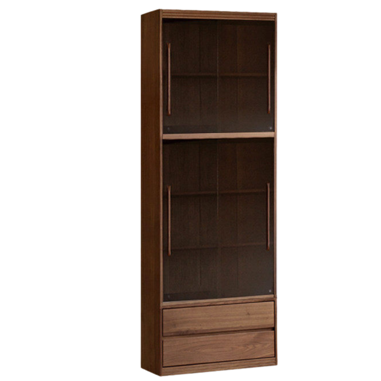 Black Walnut, Sandalwood Solid Wood Light Luxury Combined Bookshelf With Seat