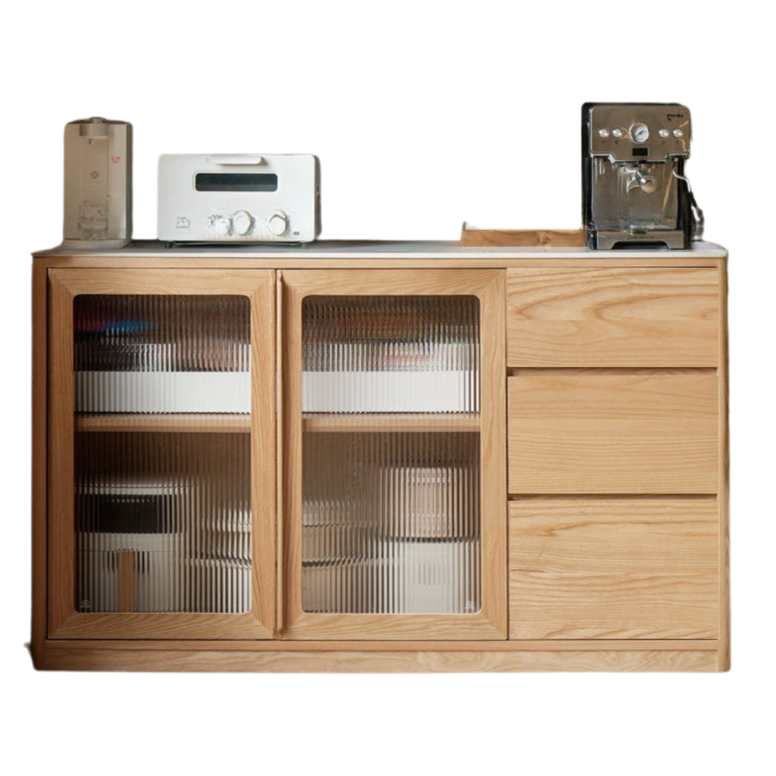 Ash Solid Wood White Wax Rock Plate Sideboard