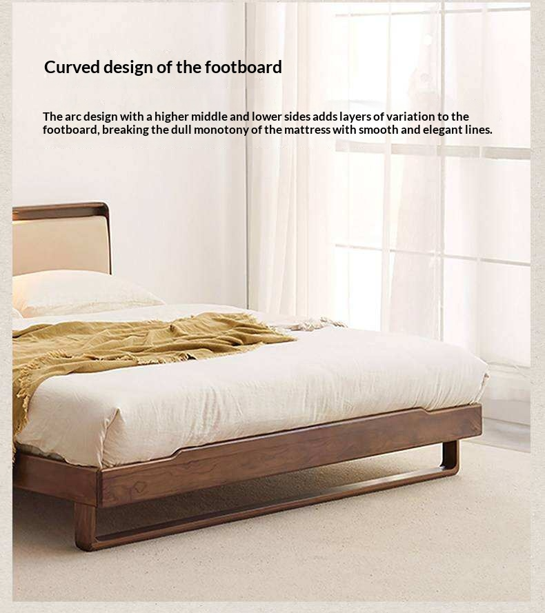 Ash Solid Wood Leather Soft Bed