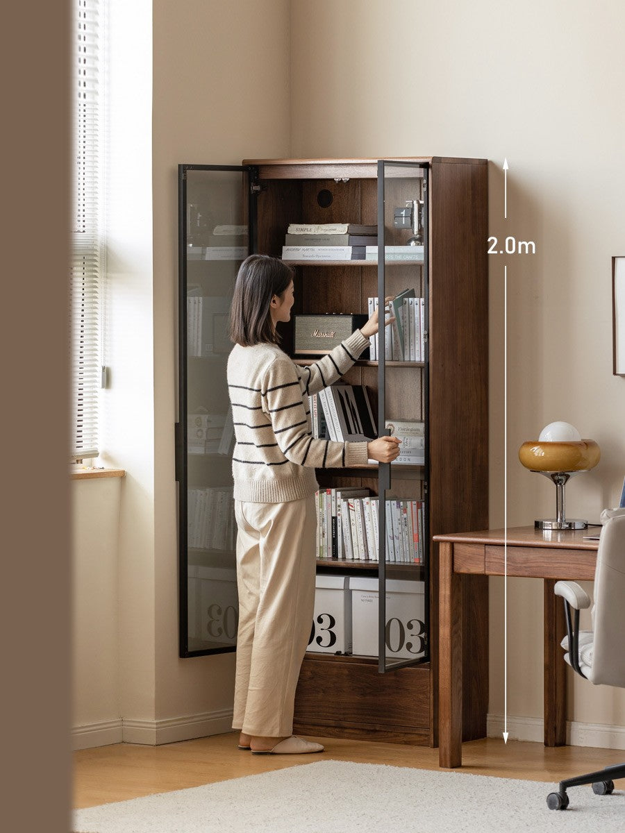 Black Walnut solid wood bookcase floor-standing free combination bookshelf<