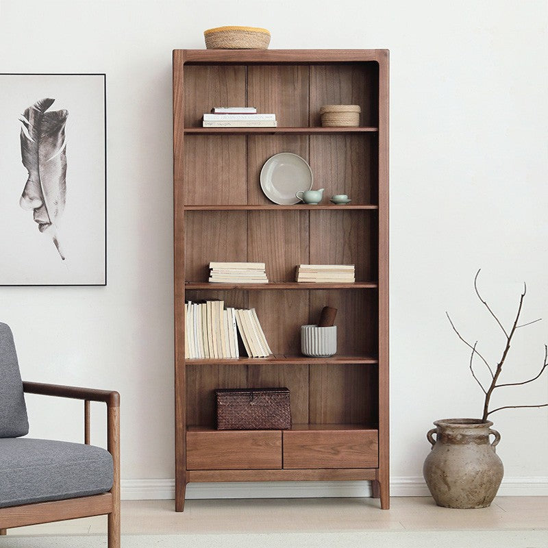 Black walnut solid wood bookcase free combination bookshelf<