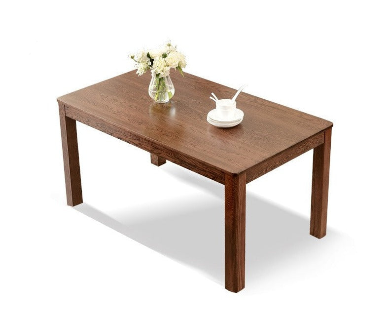 Oak solid wood dining table walnut color-