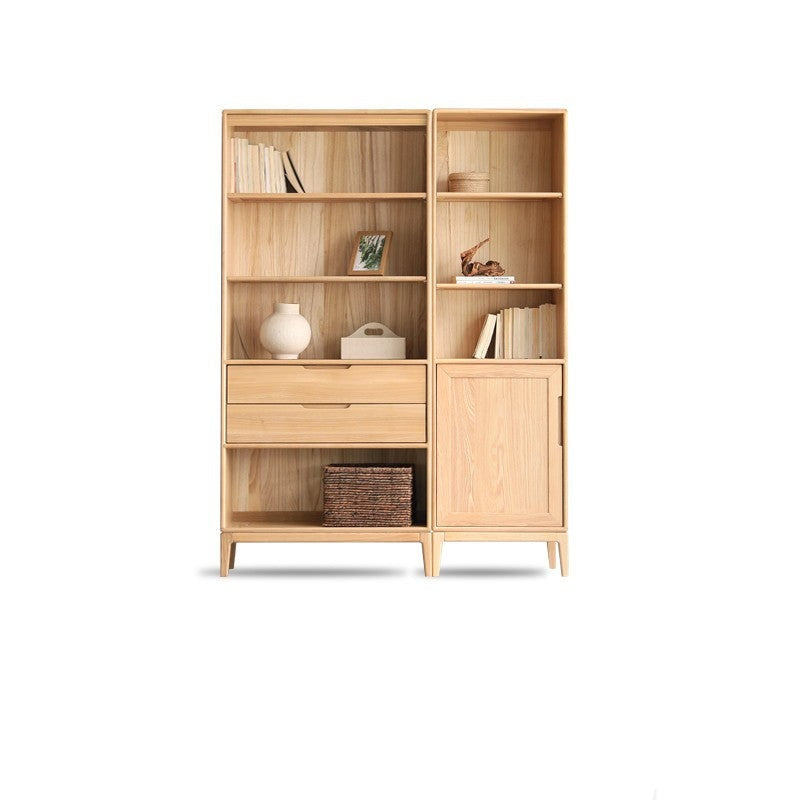 Ash solid wood floor-standing bookcase whole wall free combination bookshelf<