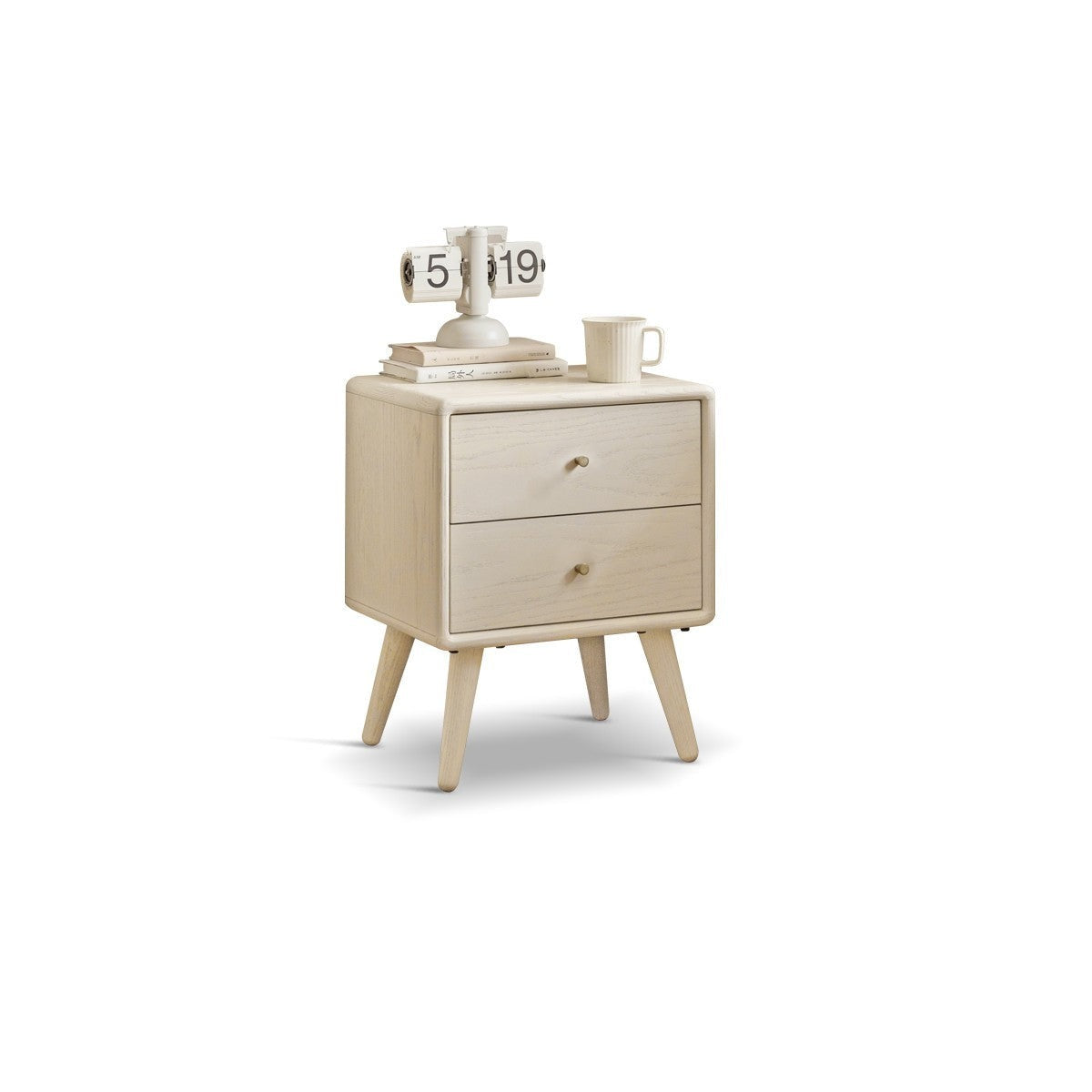 Double drawer nightstand oak solid wood-