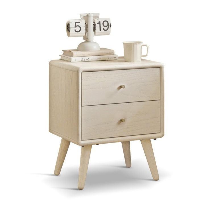 Oak solid wood Double drawer nightstand.