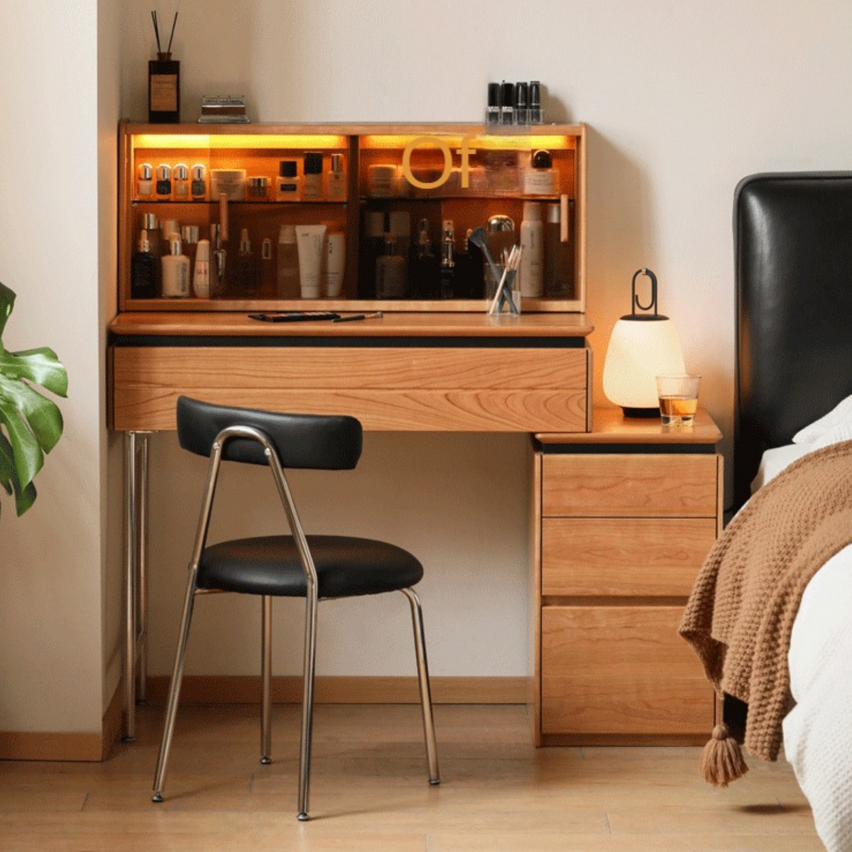 Solid Wood Dressing Table Bedside Table One Bedroom Simple Retractable