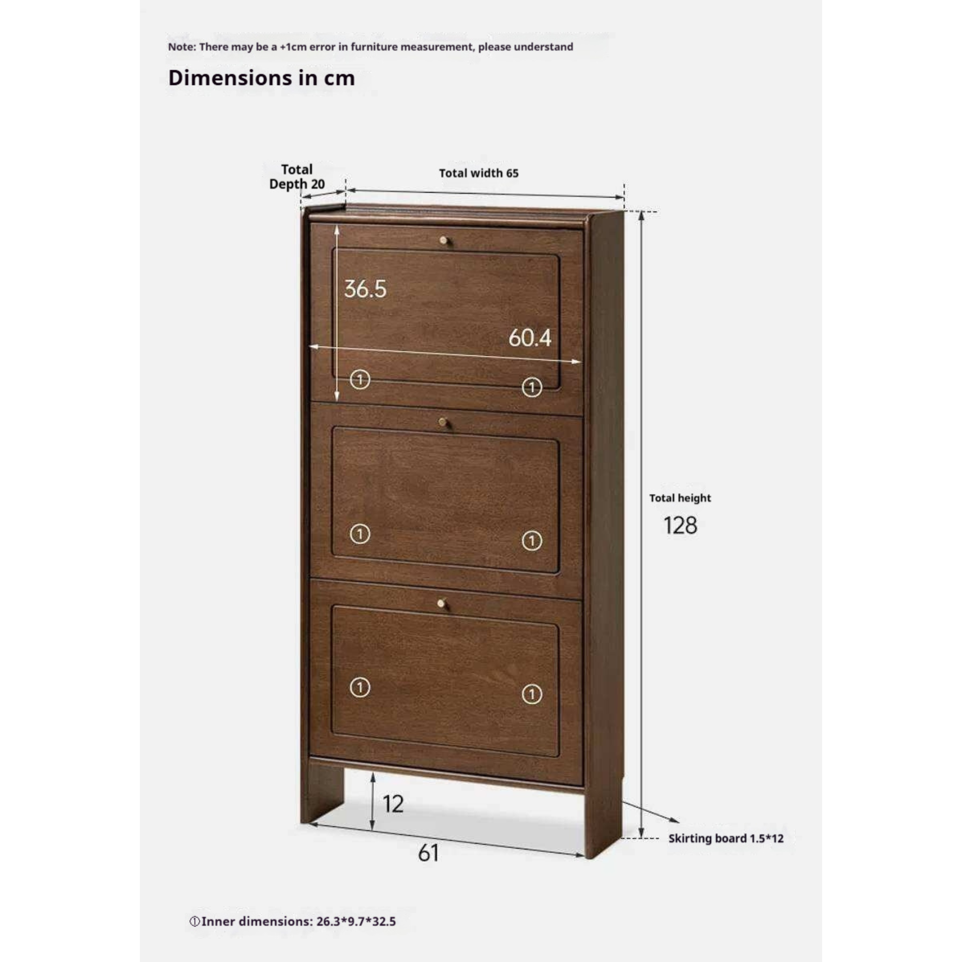 Rubberwood Solid Wood Shoe Cabinet with Space Saving Flip Storage