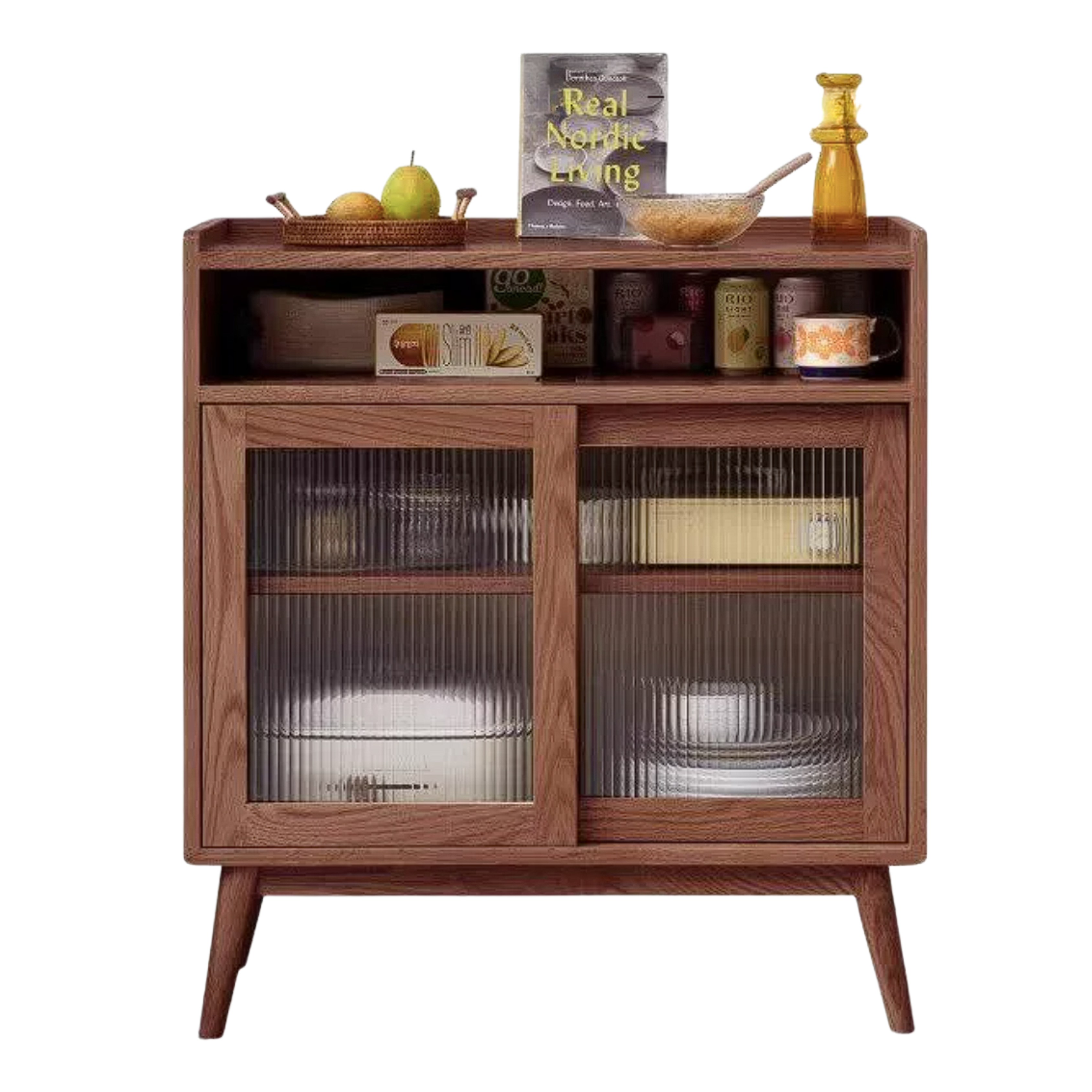 Oak Solid Wood, Solid RubberWood Sideboard Sliding Doors