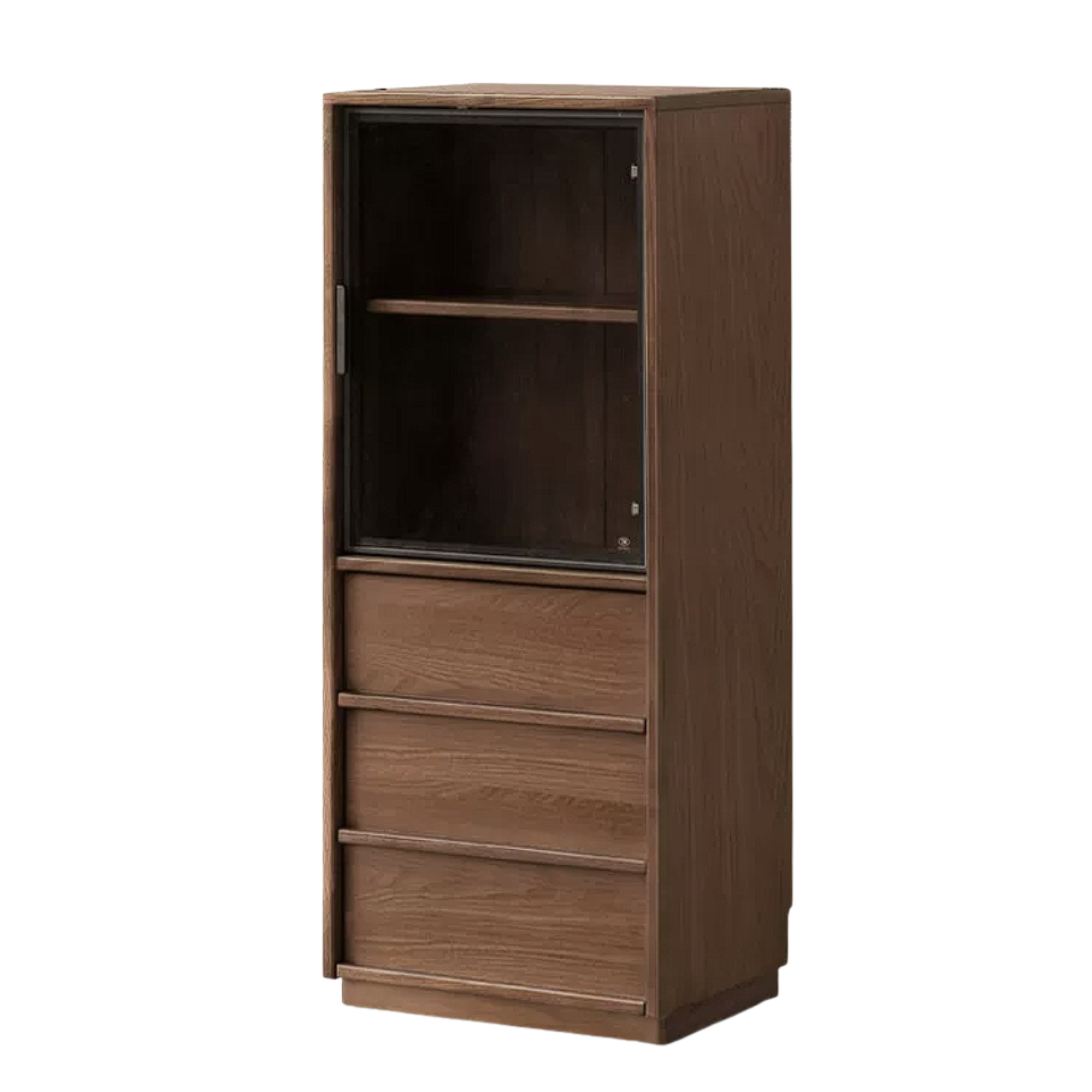 Black Walnut, Ash, Oak Solid Wood Side Cabinet With Light Display