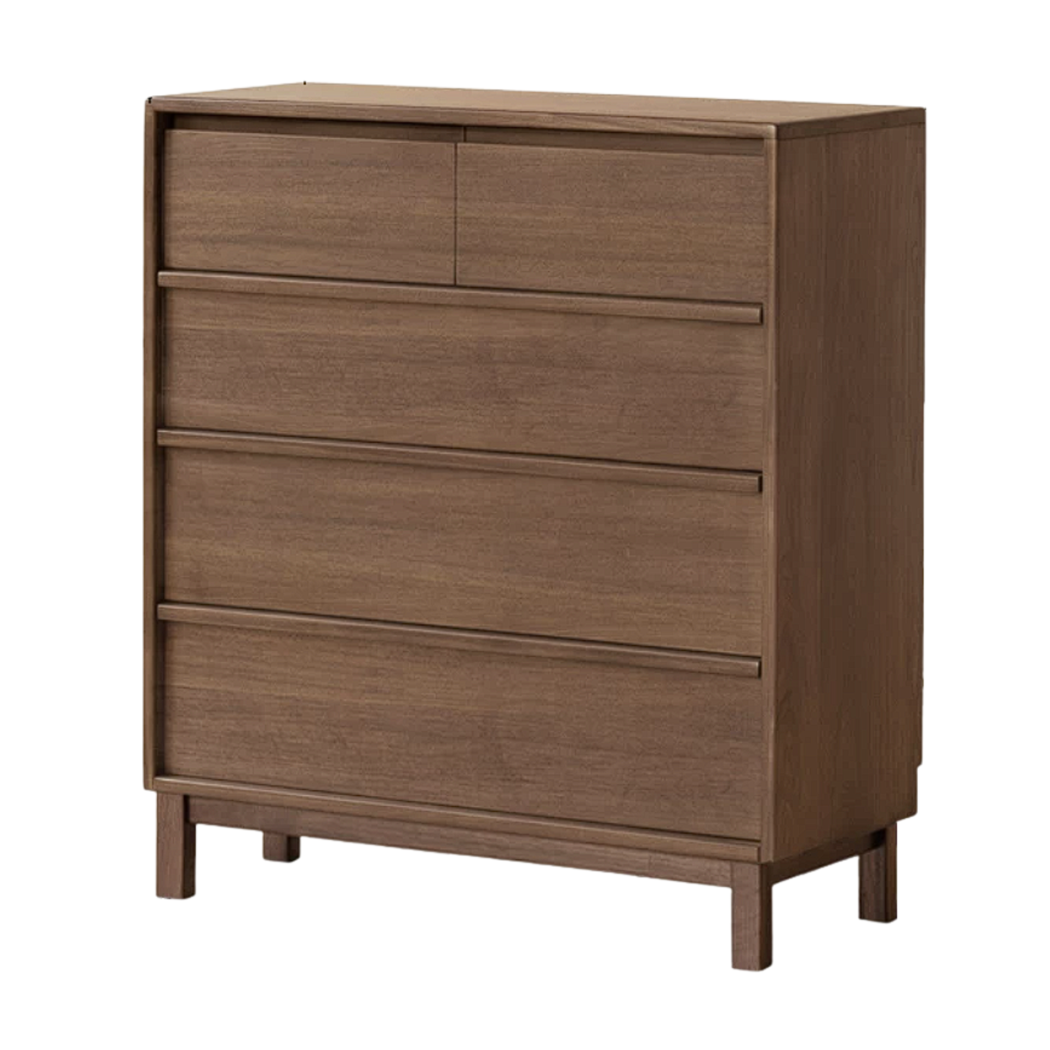 Black Walnut, Sandalwood, Oak Solid Wood Skeleton Line Chest of Drawers