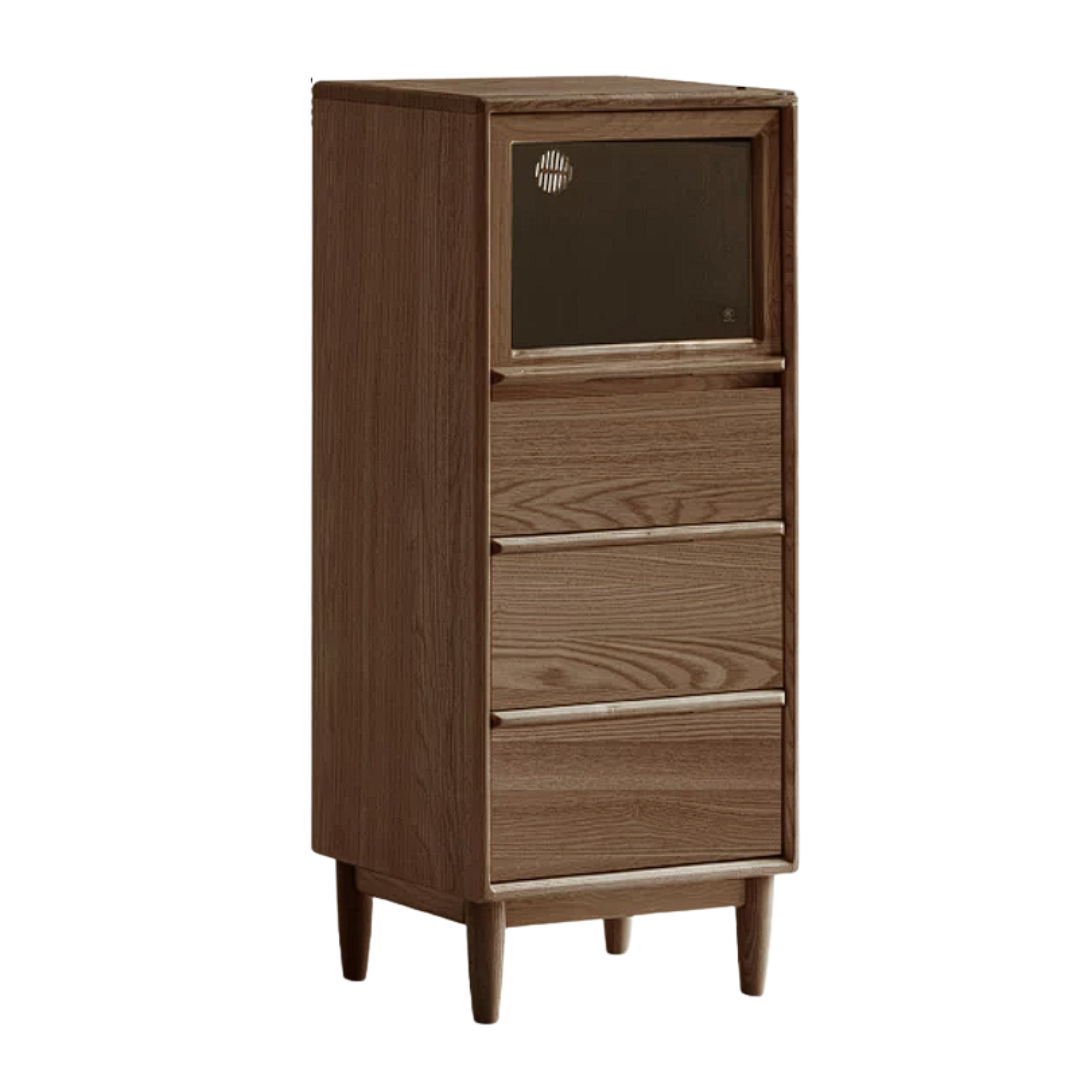 Ash, White Ash Solid Wood Modern Minimalist Side Cabinet with Light