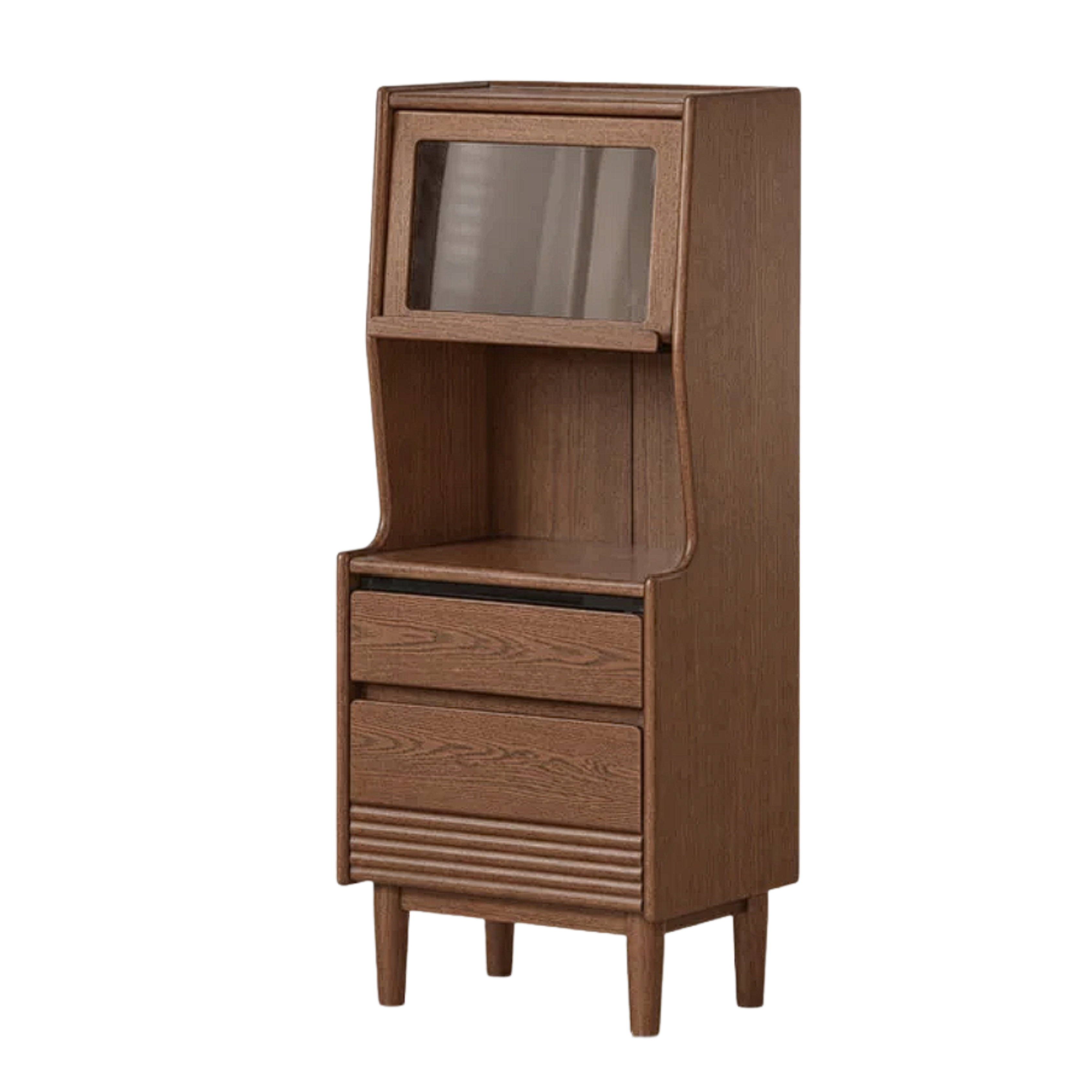 Black Walnut, Oak Solid Wood Side Cabinet with Light Luxury Finish, Sideboard